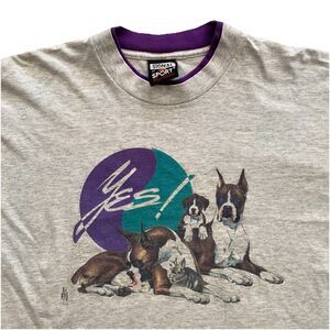 Vintage Boxer Dogs T Shirt 90s Signal Sport XL Mega Cotton Two Tone Rabbits